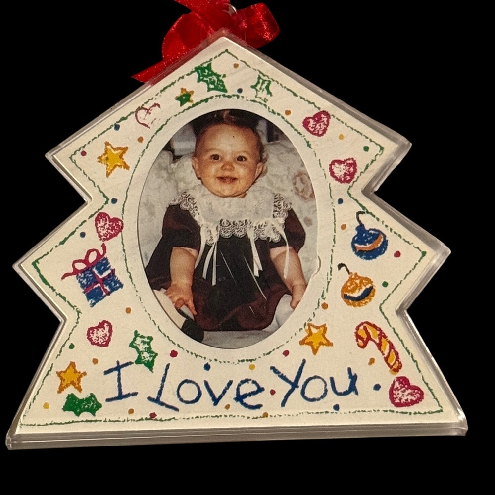 Vintage Papel Freelance Acrylic Christmas Tree Photo Frame Ornament I Love You
